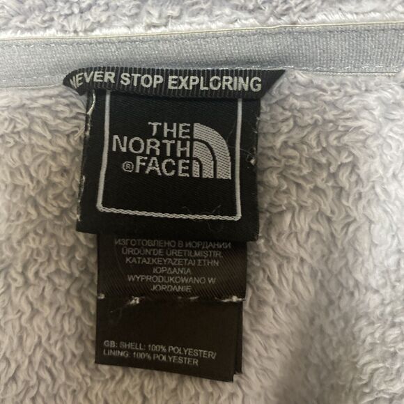 The North Face Fleece Jacket Medium Gray Silver Shiny Zipper - Picture 9 of 11